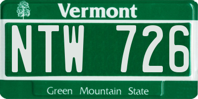 VT license plate NTW726