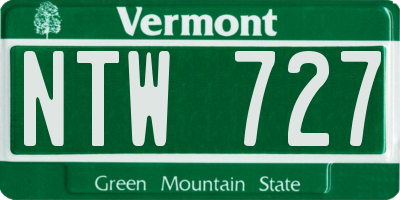 VT license plate NTW727