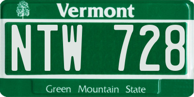 VT license plate NTW728
