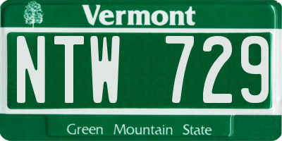 VT license plate NTW729