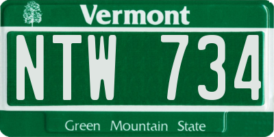 VT license plate NTW734