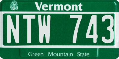 VT license plate NTW743