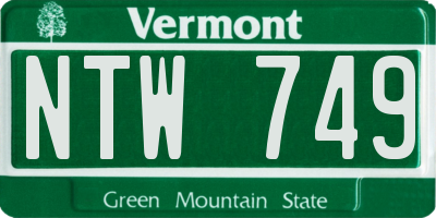 VT license plate NTW749