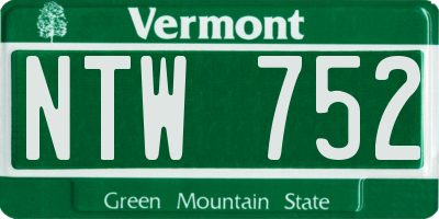 VT license plate NTW752