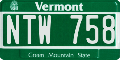 VT license plate NTW758