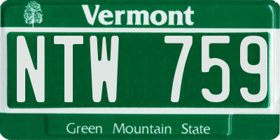 VT license plate NTW759