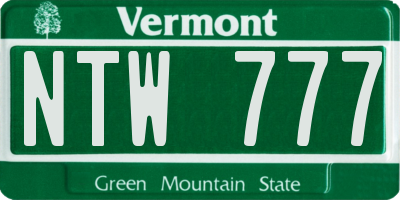 VT license plate NTW777