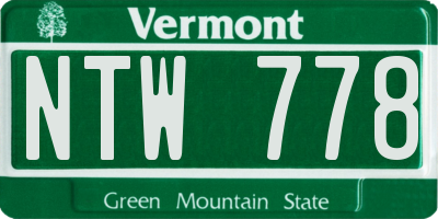 VT license plate NTW778