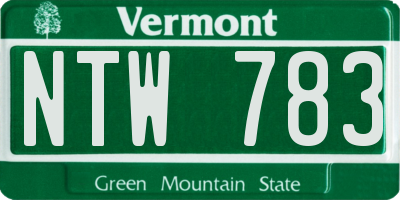 VT license plate NTW783