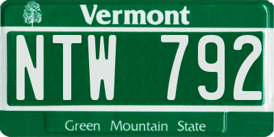 VT license plate NTW792