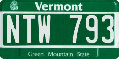 VT license plate NTW793