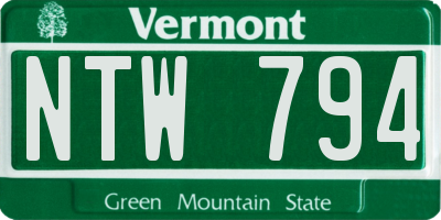 VT license plate NTW794