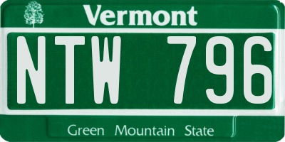VT license plate NTW796