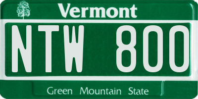 VT license plate NTW800