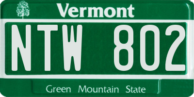 VT license plate NTW802
