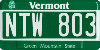 VT license plate NTW803