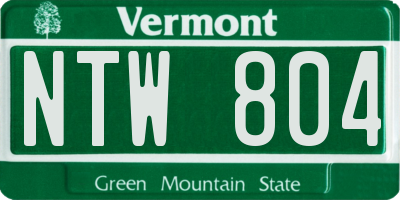 VT license plate NTW804