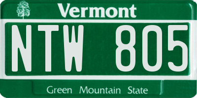 VT license plate NTW805