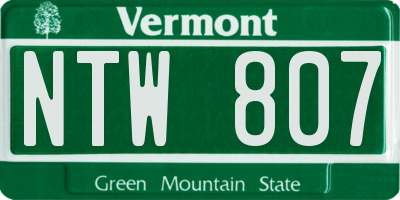 VT license plate NTW807