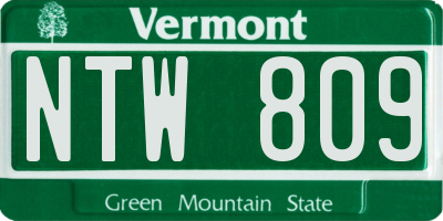 VT license plate NTW809
