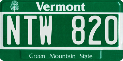 VT license plate NTW820