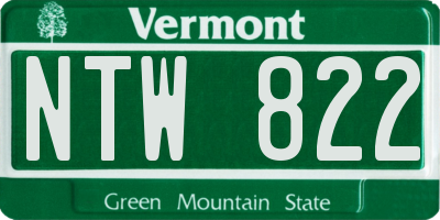 VT license plate NTW822