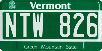VT license plate NTW826