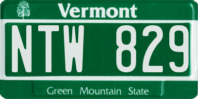 VT license plate NTW829