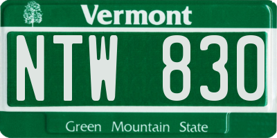 VT license plate NTW830
