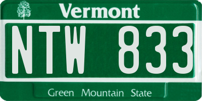 VT license plate NTW833