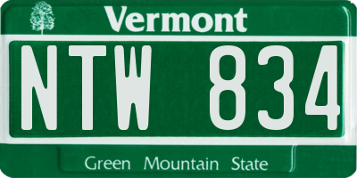 VT license plate NTW834