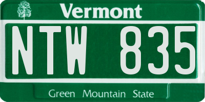 VT license plate NTW835