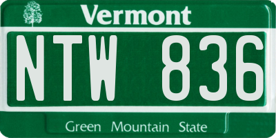 VT license plate NTW836