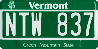 VT license plate NTW837