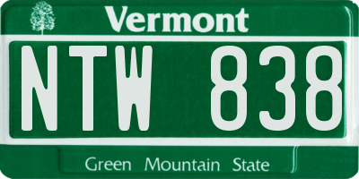 VT license plate NTW838