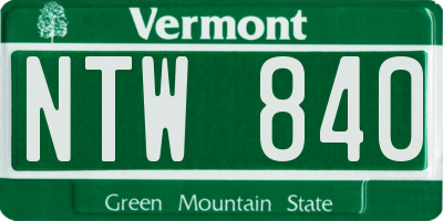 VT license plate NTW840