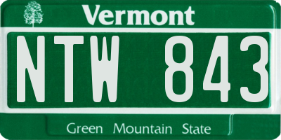 VT license plate NTW843