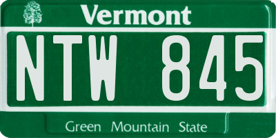 VT license plate NTW845