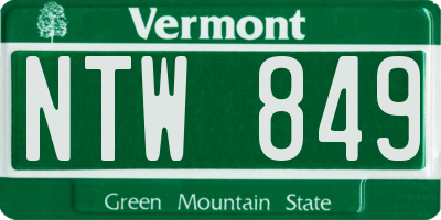 VT license plate NTW849