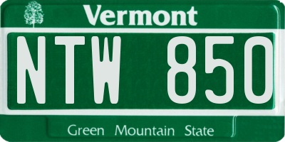 VT license plate NTW850