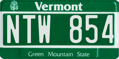VT license plate NTW854