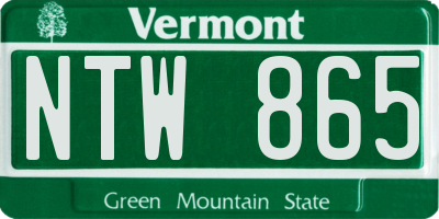 VT license plate NTW865