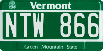 VT license plate NTW866