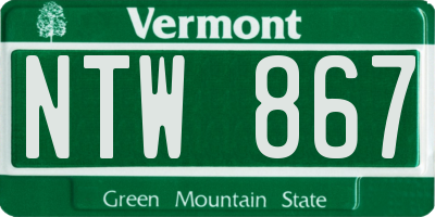 VT license plate NTW867