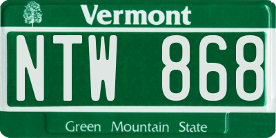 VT license plate NTW868