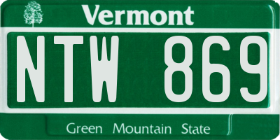 VT license plate NTW869