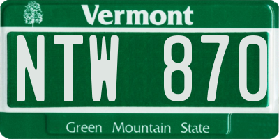 VT license plate NTW870