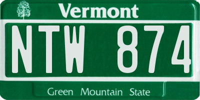 VT license plate NTW874