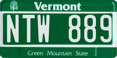 VT license plate NTW889