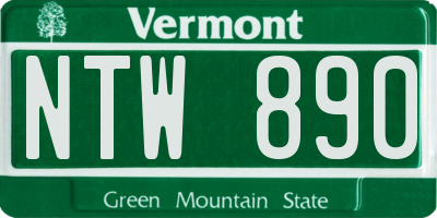 VT license plate NTW890